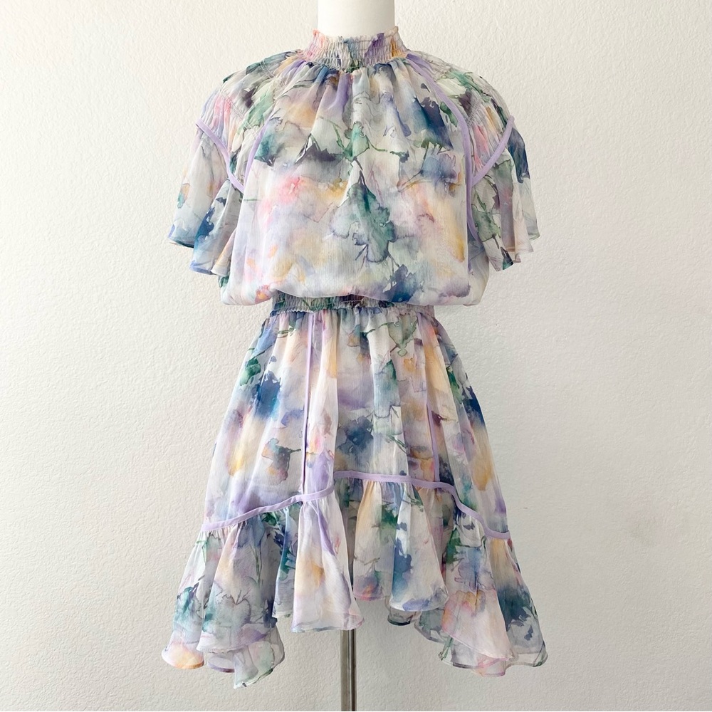 MISA LOS ÁNGELES Ella Abstract Watercolor Dress